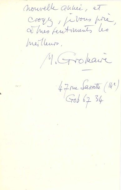 null Marcel GROMAIRE (1892-1971).
L.A.S., Paris 9 janvier 1956, [au critique Jean-Paul...