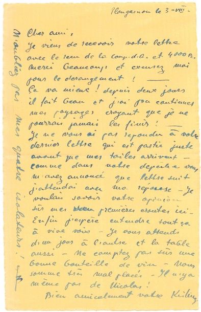null Moïse KISLING (1891-1953).
Dossier de plus de 230 lettres ou pièces le concernant,...