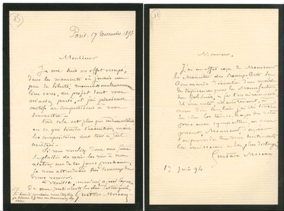 null Gustave MOREAU. 16 L.A.S., 1893-1897, à Jules Guiffrey ; 21 pages in-8 (deuil)...