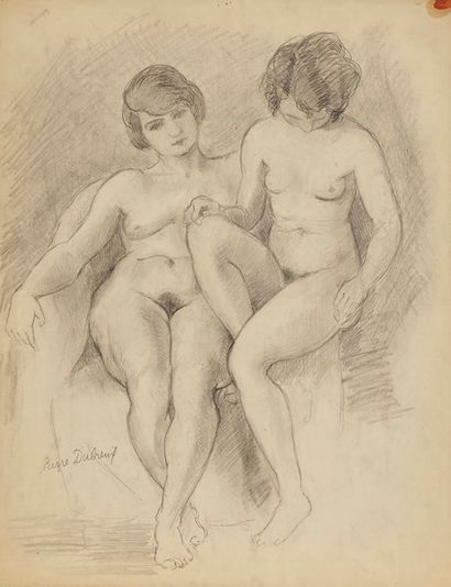 Pierre DUBREUIL (1891-1970) Deux femmes nues au fauteuil
Dessin à la mine de plomb...