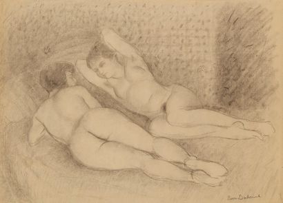 Pierre DUBREUIL (1891-1970) Deux femmes nues étendues sur un lit
Dessin au fusain...
