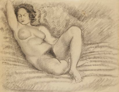 Pierre DUBREUIL (1891-1970) Femme nue assise, un bras et une jambe repliés
Dessin...