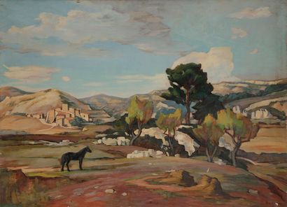 Adrien Pierre BAGARRY (1898-1949) Paysage provençal n°2, 1943
Huile sur toile.
Signée...