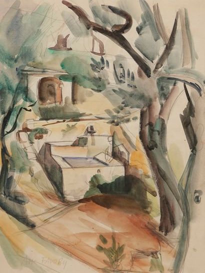 André FAVORY (1888-1937) Vue sur les toits
Dessin à la mine de plomb et aquarelle.
Signé...
