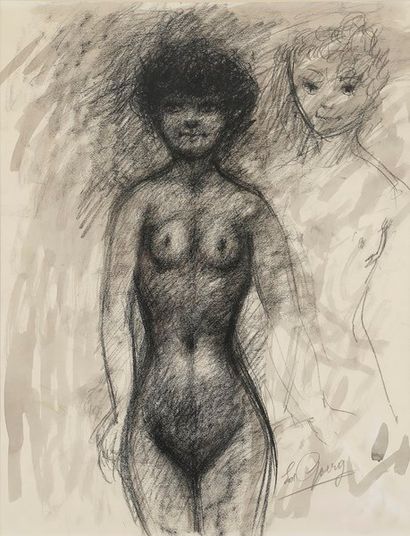 Édouard GOERG (1893-1969) Deux femmes nues à mi-corps, vers 1940
Dessin au fusain...
