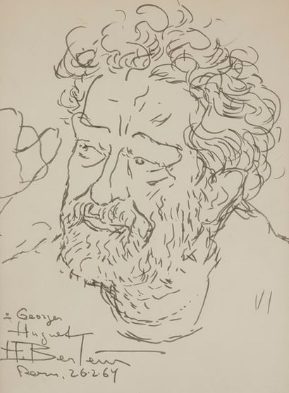 H. BERTEIN (XXe siècle) Portrait de Georges Hugnet, 1964
Dessin au feutre.
Signé,...