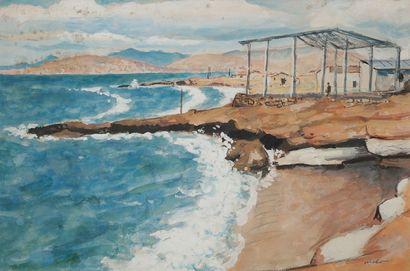 Charles Désiré BERTHOLD-MAHN (1893-?) Paysage de bord de mer
Aquarelle.
Signée en...