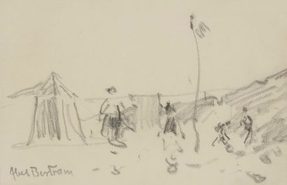 Abel BERTRAM (1871-1954) Scène de plage - Bateaux
2 dessins au crayon.
Portent le...