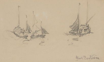 Abel BERTRAM (1871-1954) Scène de plage - Bateaux
2 dessins au crayon.
Portent le...