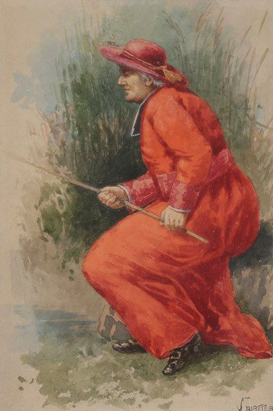 Vincent BLATTER (1843-1913) Curé pêchant - Abbé peintre
2 aquarelles.
Signées en...