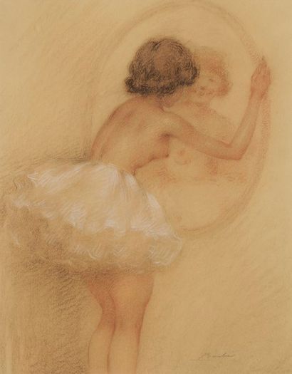 Lucien BOULIER (1882-1963) Danseuse au miroir
Dessin aux trois crayons.
Signé en...