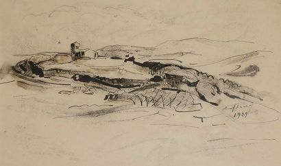 Alexandre AUFFRET (1869-1942) Village de montagne, 1929
Dessin à l’encre et fusain.
Signé...