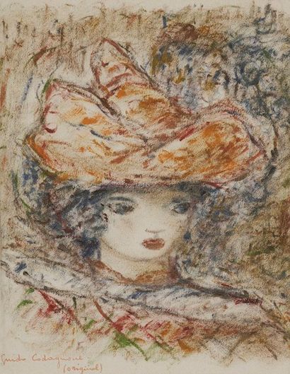 Guido CODAGNONE (1901-1968) Femme au chapeau
Pastel.
Signé en bas à gauche.
(Rousseurs).
27...