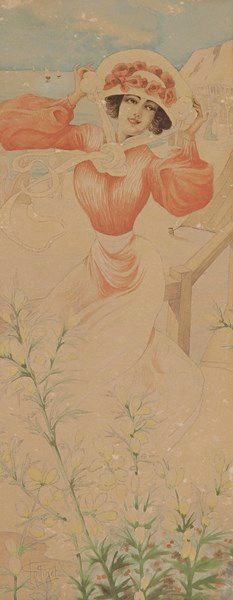 COLLINET (XIXe - XXe siècle) Élégantes, vers 1900
Crayon et aquarelle.
Signé.
(Papier...