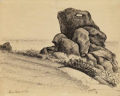 Pierre DUBREUIL (1891-1970) Rochers en Bretagne (Bréhat ?), 1922
Dessin à la plume...