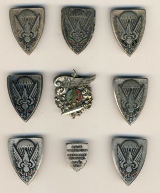 null 8 Insignes para Légion dont 1er BEP (Drago Ber) + 2 Dom, 1er REP Courtois, Cie...