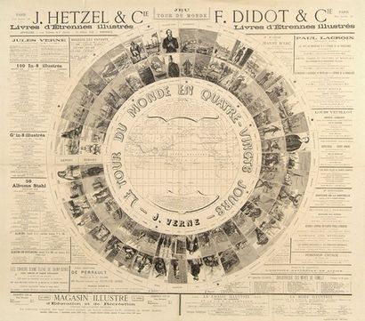 Jules Verne Jeu gravé : Le Tour du Monde en quatre-vingts jours. J. Hetzel et F....