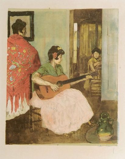 Alexandre Lunois Guitariste. Vers 1893. Lithographie. 350 x 415. André, p. 222 ;...