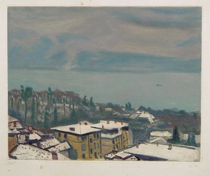 Albert Marquet (d'après) [Paysage d'hiver]. Vers 1950. Gravé par Paul Haasen. 410...