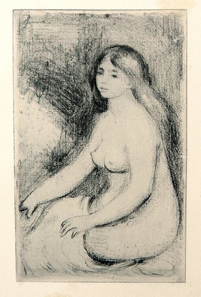 Pierre-Auguste Renoir Baigneuse assise. Vers 1897. Vernis mou. 220 x 135. Delteil,...