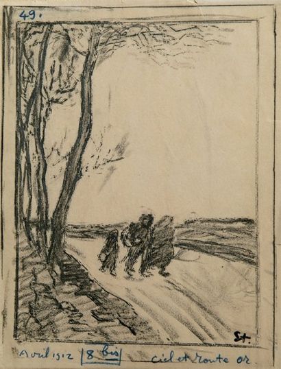 Théophile-Alexandre Steinlen Les Trimardeurs. 1912. Monotype. [210 x 260]. Très belle...