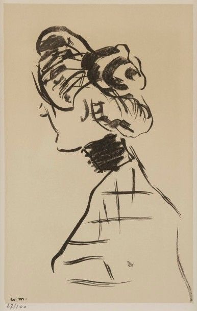 Albert MARQUET (1875-1947) Jeune femme en buste de profil. Lithographie. 160 x 250....