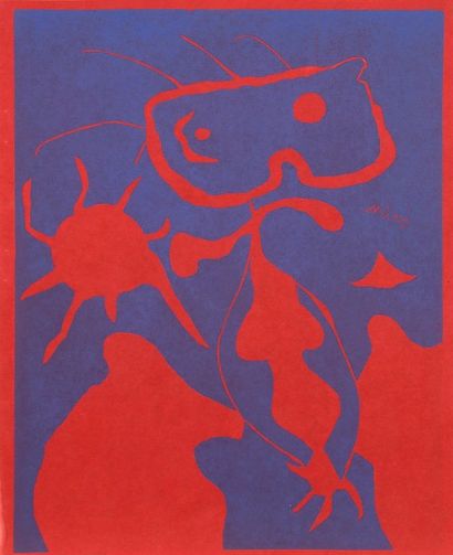Joan Miró (1893-1983) Figure. 1938. Gravure sur linoléum. 247 x 320. Dupin 40. Impression...