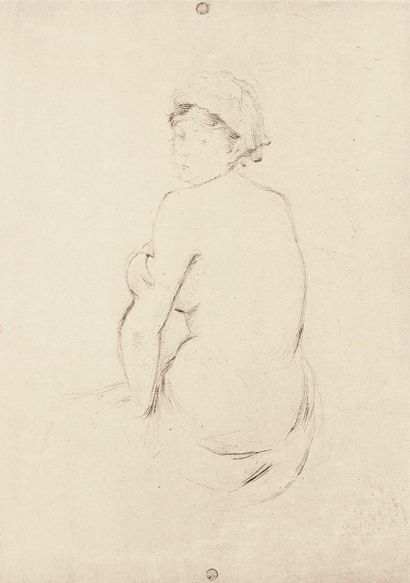 Berthe Morisot (1841-1895) Nu de dos. 1889. Pointe sèche. 99 x 136. Bailly-Herzberg...