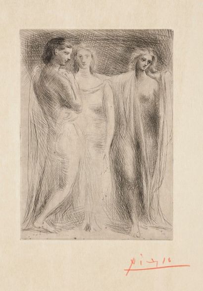 Pablo Picasso (1881-1973) Les Trois femmes. 1922. Pointe sèche sur zinc. 129 x 177....
