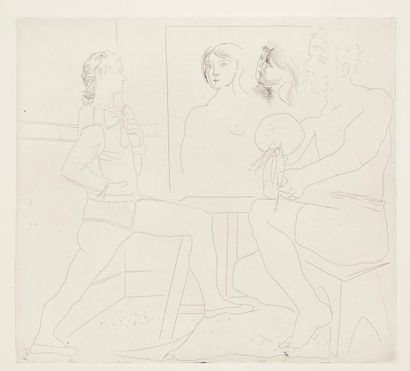 Pablo Picasso (1881-1973) L’Atelier. 1927. Eau-forte. 385 x 350. Geiser 121 b ; Bloch...