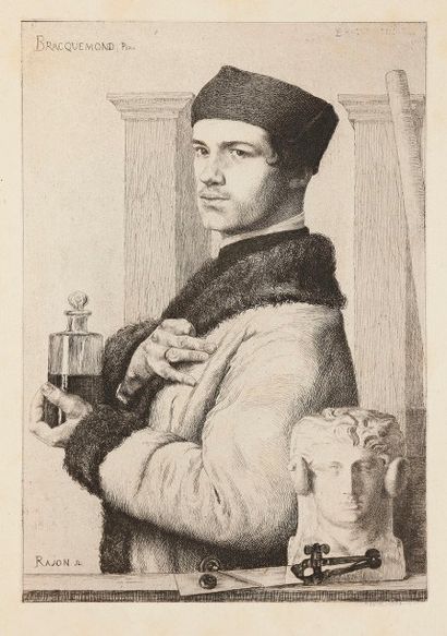 Paul Rajon (1843-1888) Portrait de Félix Bracquemond. 1852. Eau-forte d’après un...