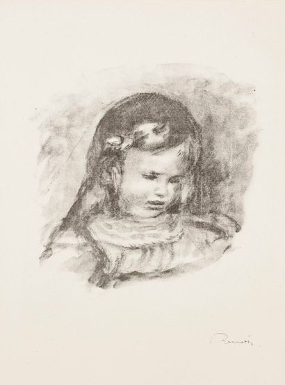 Pierre-Auguste Renoir (1841-1919) Claude Renoir, la tête baissée. Vers 1904. Lithographie....