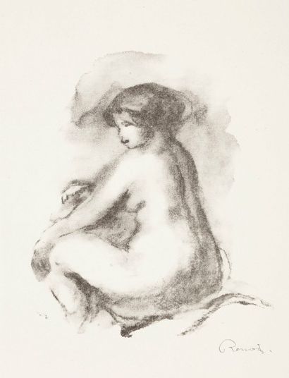 Pierre-Auguste Renoir (1841-1919) Étude de femme nue, assise. 1904. Lithographie....