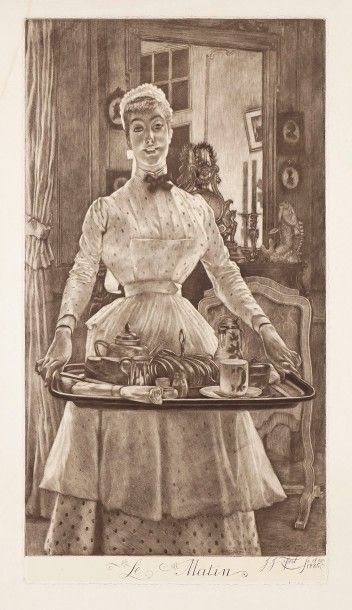 James-J.-J. Tissot (1836-1902) Le Matin. 1886. Manière noire. 261 x 489. Wentworth...