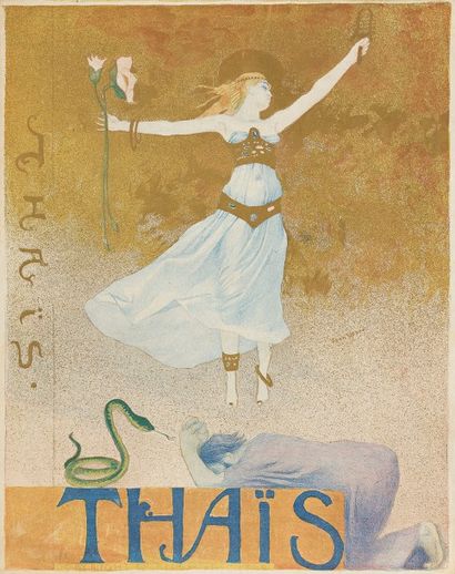 Jean Veber (1864-1928) Thaïs (2e projet). 1893. Lithographie. 225 x 292. Veber et...