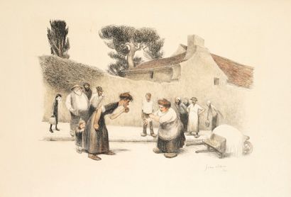Jean Veber (1864-1928) La Dispute au village. 1908. Litho-graphie. 385 x 260. Veber...