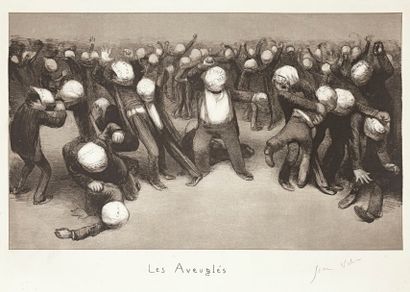 Jean Veber (1864-1928) Les Aveuglés, ou L’Opinion publique. 1907. Lithographie. 487 x 315....