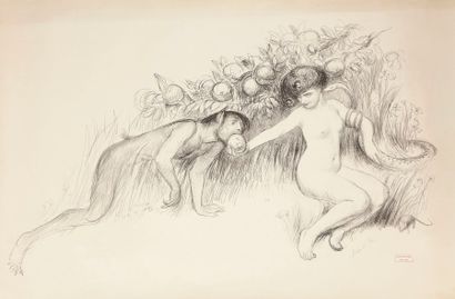 Jean Veber (1864-1928) Adam et ève. Affiche pour Le Souvenir Normand. 1905. Lithographie....