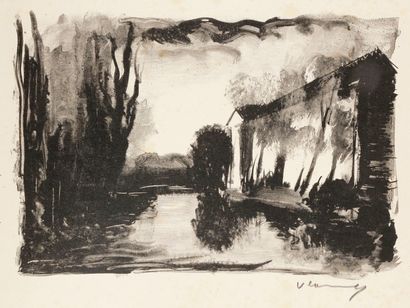 Maurice de Vlaminck (1876-1958) Crépuscule ; Nelle-la-Vallée, la route. 1925-1926....