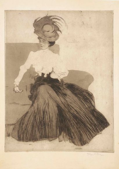 Jacques Villon (Gaston Duchamp, dit) (1875-1963) Bernadette. 1899. Eau-forte, pointe...