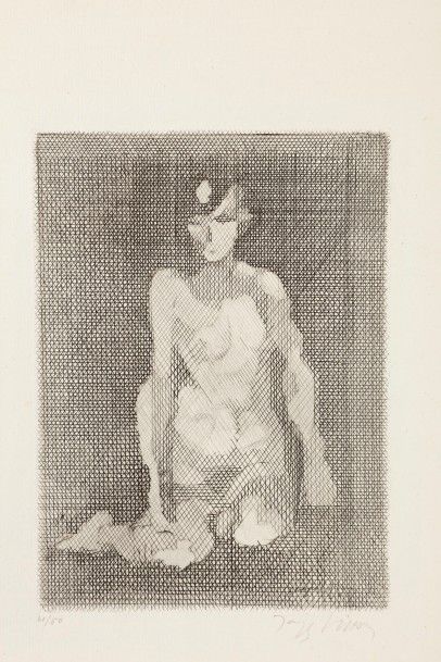 Jacques Villon (Gaston Duchamp, dit) (1875-1963) Nu à genoux. 1929. Eau-forte. 160 x 222....