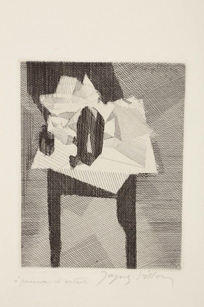 Jacques Villon (Gaston Duchamp, dit) (1875-1963) La Table au tampon noir. 1931. Eau-forte...