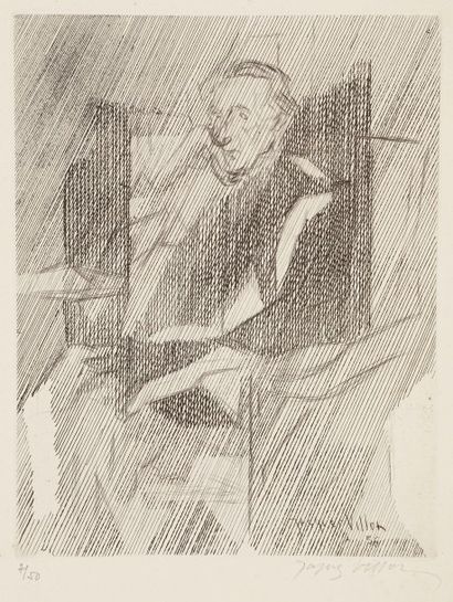 Jacques Villon (Gaston Duchamp, dit) (1875-1963) Portrait de Marcel Duchamp. 1956....