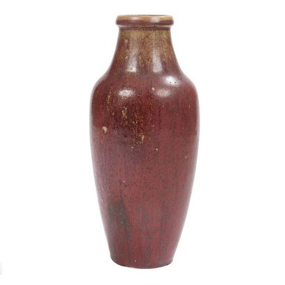Edmond LACHENAL (1855-1948) Vase balustre à col ourlé et annulaire.
Épreuve en grès...