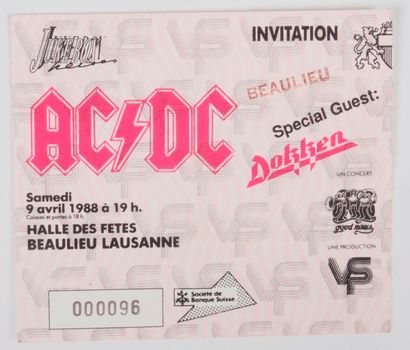 null AC DC
Ticket de concert-invitation, 1988 à Lausanne, Suisse.
Bon état.