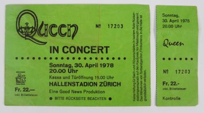 null QUEEN
Ticket de concert 1978 à Zurich, Suisse.
État correct.