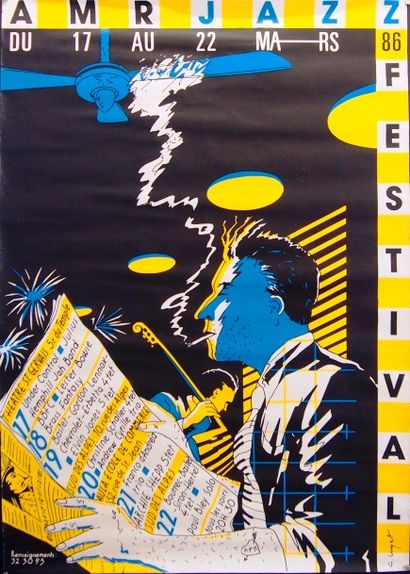 null CLAUDE LUYET
Affiche AMR Jazz Festival, 1986. 
Format : 93,5 x 66,5 cm
Bon ...