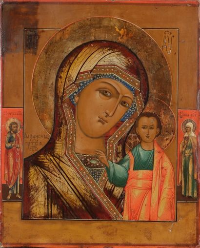null ICÔNE de la Vierge de Kazan. XIXe siècle.
L’apôtre Pierre à gauche et la martyre...