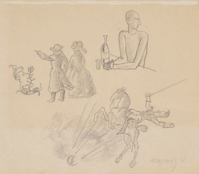 null Nicolas ZARETZKY (1876-1959)
Esquisses.
Papier calque, mine de plomb. Montées...