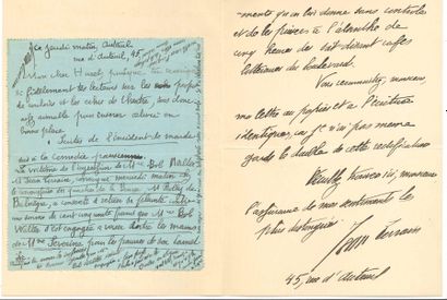 null Jean LORRAIN (1855-1906). 2 L.A.S., Auteuil [1895-1896] ; 2 pages in-8, et 1...